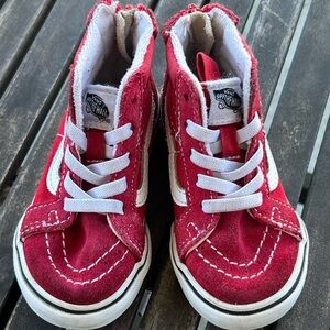 Vans Kids Red and White High-Top Sneakers